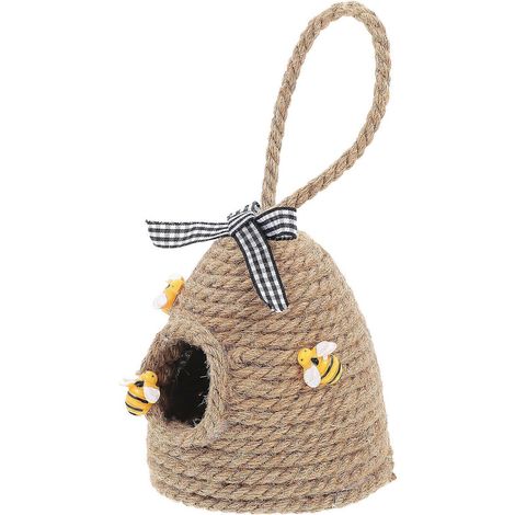 Ornement suspendu pour balcon en corde de chanvre tressée en paille et nid d'abeille, pendentif en forme de nid d'abeille tressé.-17X10cm