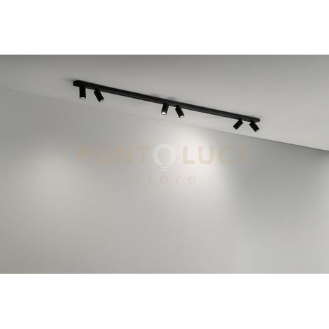 Oddy plafoniera faretto 6 luci in alluminio nero  attacco GU10  orientabile d.6cm