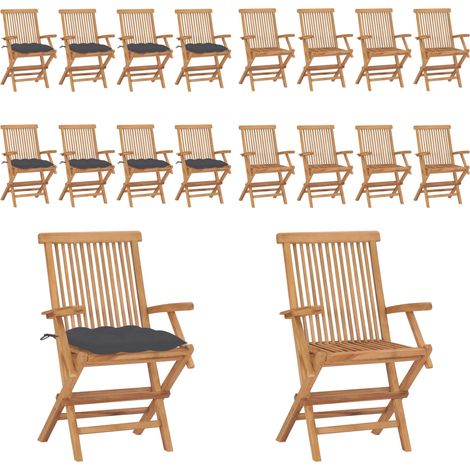 Chaises de jardin avec coussins anthracite lot de 8 Teck massif - Chaise De Jardin - Fauteuil De Jardin - Mobilier De Jardin - Set De Chaises De Jardin - Terrasse - Home & Living (1/5)