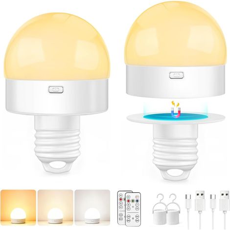 Ampoule Rechargeable LED E27 pour l'urgence et le Camping, Lot de 2 (1/5)