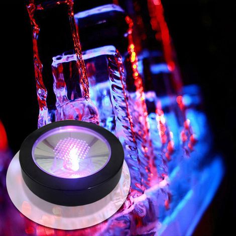 Sous-verre LED lumineux pour bouteille de vin, coque noire, lumière blanche changeante, sans pile, lot de 1 (1/5)