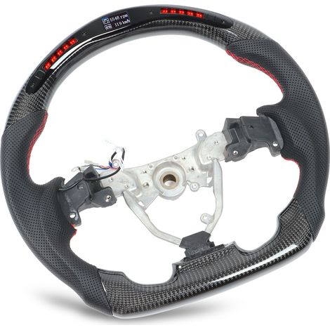 Carbonfaser-Lenkrad mit LED-Tachometer und perforiertem Leder für IS 2006–2013, mit Schaltanzeige (1/5)