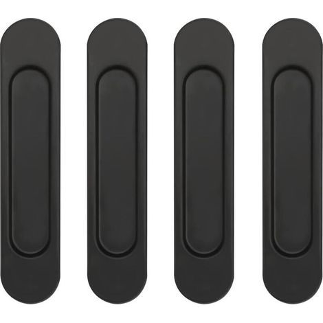 Set di 4 maniglie ovali autoadesive per porte scorrevoli in lega di alluminio nera, non richiedono foratura, per porte scorrevoli, ante di armadi e finestre. (1/4)