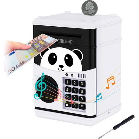 Tirelire électronique - Avec reconnaissance sonore et code PIN - Pour enfants - Capacité 600 pièces / 100 billets - 11 mélodies intégrées (1/5)
