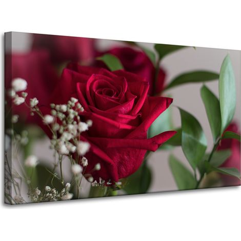 Lienzo impreso Rosas Rojas Botánicas 100x60 cm