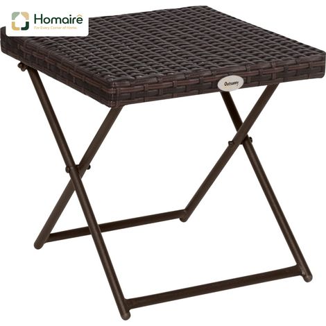 HOMAIRE Gartentisch klappbar Polyrattan Metall Braun für Garten und Terrasse