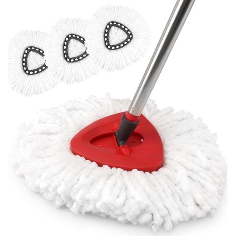 Lot de 3 têtes de rechange compatibles avec la tête de balai triangulaire , recharge réutilisable en microfibre pour un nettoyage facile et lavable en machine (1/5)