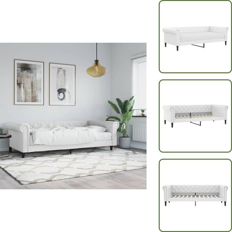 The Living Store Tagesbett mit Matratze Weiß 90x200 cm Kunstleder - Schlafsofa (1/5)