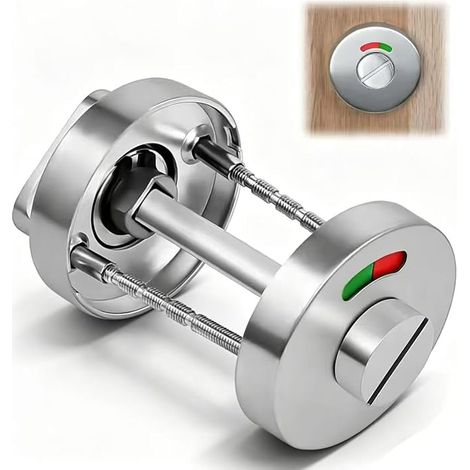 Toilet rosette with receipt indicator, lock with stainless steel rotary knob, rotating lock, toilet door lock, red and green, occupancy indicator, bathroom accessories (1/5)