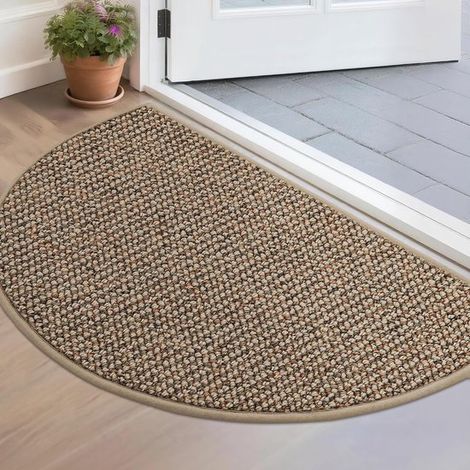 Paillasson antidérapant - demi-cercle - absorbe la saleté et l'humidité - pour l'intérieur près de la porte - paillasson - pour usage domestique - taupe - 43x76 cm - 1 pièce (1/5)