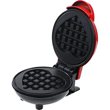 Mini gaufrier en forme de cœur, petit appareil antiadhésif et portable pour crêpes, idéal pour le petit-déjeuner et les goûters, reve-AquaForge (1/5)