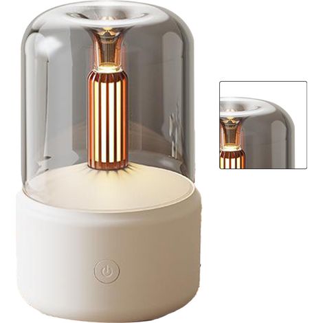 Diffuseur d'huiles essentielles avec lumière de bougie, brumisateur à brume fraîche, arrêt automatique, humidificateur de bureau portable à brume fraîche, beige (1/5)