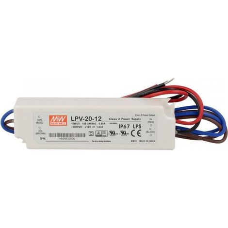 Alimentatore Trasformatore CV MW MEAN WELL LPV-20-12 Impermeabile IP67 12V 20W 1,67A Input 220V e 110V (1/3)