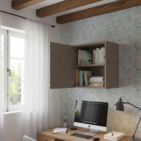 Libreria pensile moderna con anta - Design minimalista e montaggio rapido - Grigio fumo