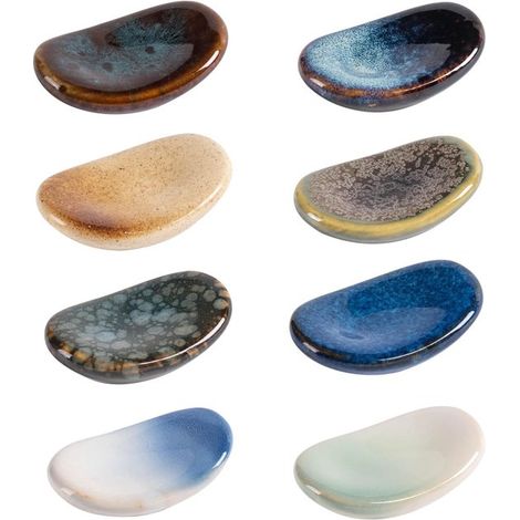 Repose-baguettes en céramique, style japonais, pour baguettes, cuillères, couteaux et fourchettes - Lot de 8 (multicolores) (1/5)