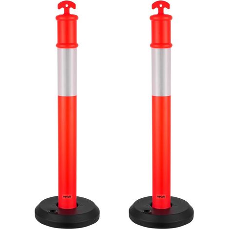 Bande Réfléchissante 360° Visibilité Accrue 2 Poteaux de Signalisation Délinéateurs 114 cm Rouges pour Parking et Chantier (1/5)