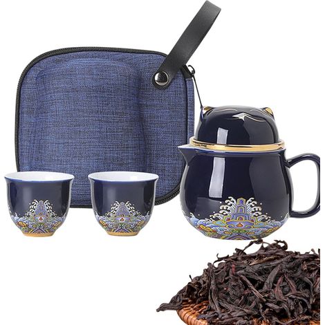 Service À Thé Avec Tasses Théière Porcelaine Antichoc Et Passoire À Thé Portable Filtre amovible pour le et la maison (1/5)