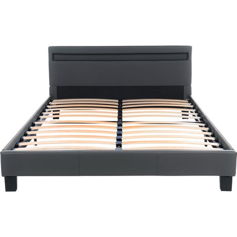 HOME DELUXE - LED Bett ASTRO - Dunkelgrau, 140 x 200 cm - Inkl. Lattenrost I Polsterbett Design Bett inkl. Beleuchtung Bett Mit Matratze 180X200 (1/4)