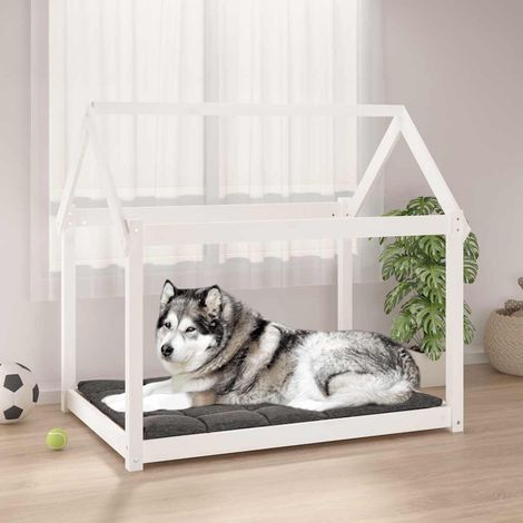 Cuccia per Cani Bianca 111x80x100 cm in Legno Massello di Pino vidaXL