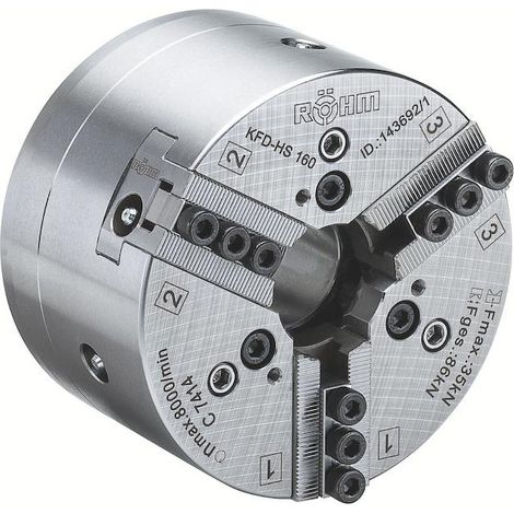 Röhm Kraftspannfutter KFD-HS 110, 3-Backen, Spitzverzahnung 90°, Zylindrische Zentrieraufnahme - 149406 (1/5)