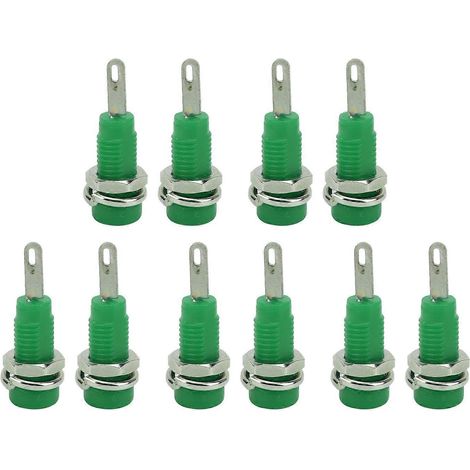 10 Stück J.40003 2-mm-Bananenbuchsen-Verlängerungsstecker-Adapter für elektronische Instrumente, Grün