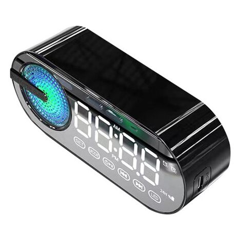 (G30 Noir) Horloge Miroir Haut-parleur Bluetooth sans fil Lumière LED USB (1/5)