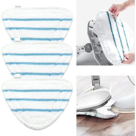 Applicable Housses en Microfibre Balai Vapeur Steam Accessoire Chiffons universel Triangle lavable pour Nettoyeur Vapeur Hot Spray, Blanc Microfibre Steam Mop Pads Lavables En Machine(lot de 3) (1/5)