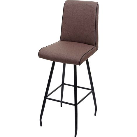 Taburete de bar con reposapiés en acero y tela marrón diseño moderno 040005287