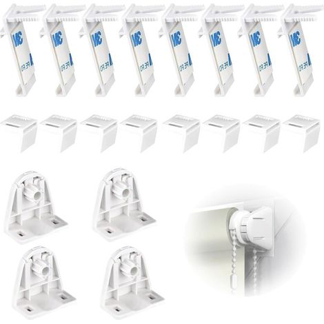 Supports de serrage pour store double, 8 supports de fenêtre, pour vos besoins quotidiens, kit d'accessoires pour la fixation de stores doubles sans perçage, pinces de serrage pour PVC, battants de (1/5)