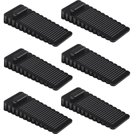 Cale Porte PVC 6 Pièces, Bloque Porte Sol Réglable en Hauteur et Empilée, Arrêts de Portes pour Portes et Sols de Divers Matériaux - Noir (1/5)