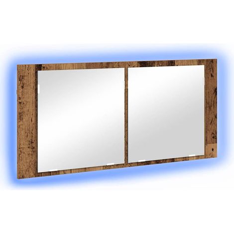 Armoire Miroir LED Bois Ancien 100x12x45 cm CFW92355 (1/5)