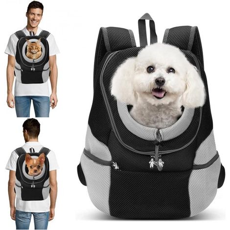 Haustierrucksack – Tragetasche für Hund und Katze – Outdoor-Reisen – Verstellbare Schultergurte – XL (4,5–6 kg) – Schwarz (1/5)