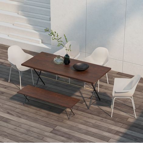 Lot de 4 chaises de jardin empilables grises en métal et plastique, pour balcon FloraGrace (1/5)