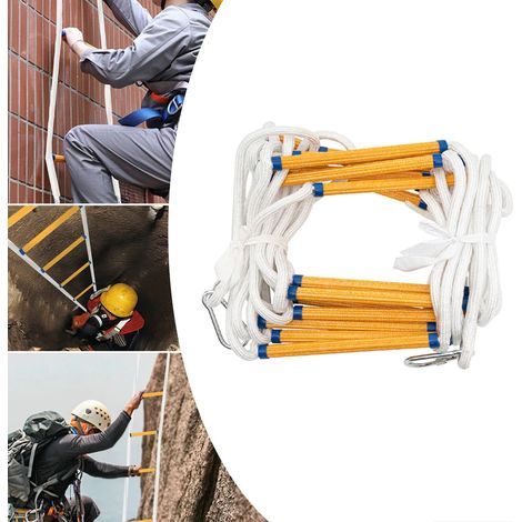 32.8ft Échelle de secours incendie Résistance au feu Échelle de secours d'urgence Échelle de secours incendie Corde Échelle avec 2 crochets 200KG