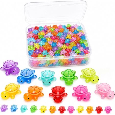 Set de 110 Mini Tortues Lumineuses en Résine, Mini Figurines pour Décoration d'Aquarium, Jardin Miniature et Décoration Halloween, Figurines pour Coque de Téléphone avec Boîte de Rangement (1/5)