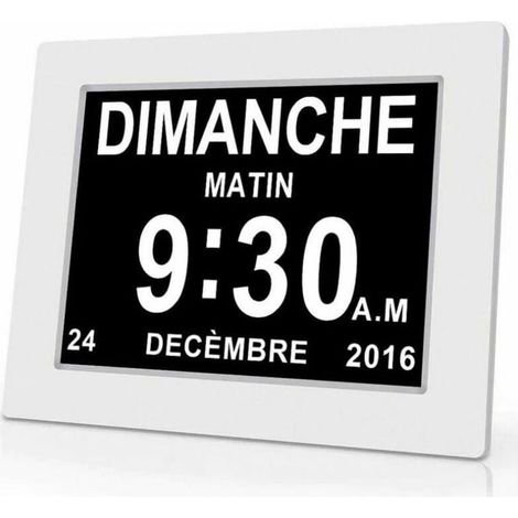 Horloge calendrier numérique One Piece 7 pouces avec date et heure, horloge Alzheimer pour parents, rappel de médicaments pour grands-parents et enfants - Blanc - 20414324mm (1/5)