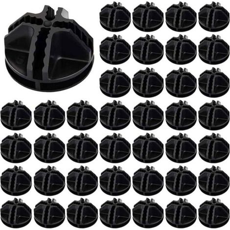 Connecteurs de meuble modulaire - PZCC - Cube ABS - Lot de 40 - Noir - Carré (1/4)