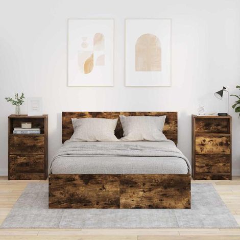 Nachttische 2 pcs Geräucherte Eiche 40 x 30 x 467 cm