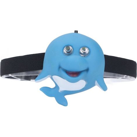 Jeffergarden Lampe frontale pour enfants en forme de dauphin bleu, plastique écologique, 2 Modes d'éclairage, phare Portable alimenté par batterie pour l'extérieur (1/5)