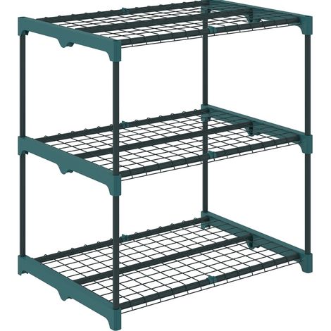 CHICFURN Soporte para plantas de 3 niveles 68 x 49 x 72 cm acero verde oscuro interior/exterior (1/5)