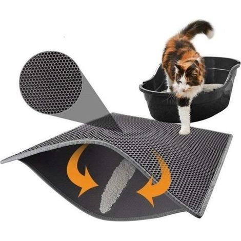 Katzenstreumatte – Schadstofffrei – 45 x 60 cm – Wasserdicht – Wabenmuster – Grau (1/4)