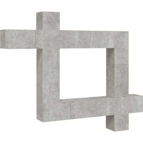Set di mobili da 9 pezzi tra cui armadio credenza mobile TV televisore per soggiorno camera da letto salotto legno ingegnerizzato grigio 020025329