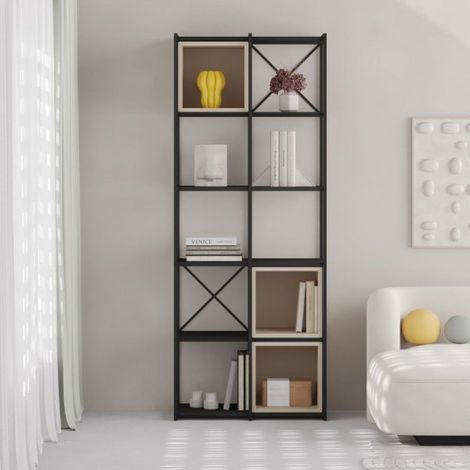 Libreria Vale Midi struttura in metallo nero e cubotti colore cashmere 70.7x39x179H – Geometria e stile industriale