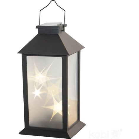 Lanterne solaire extérieure rétro noire avec détecteur crépusculaire LED 0,06 W 2700 K IP44 CANDELIO STAR Kobi (1/2)