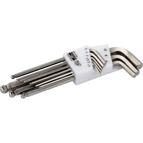 Bahco Kit di chiavi a brugola 2.5 mm, 2 mm, 3 mm, 4 mm, 5 mm, 6 mm, 8 mm, 10 mm 9 parti (1/2)
