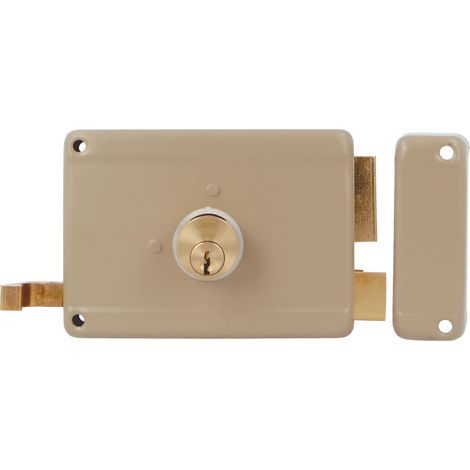 Serrure Superposée Modèle 78 Sécurité Porte Entrée Acier Multicolore 120mm Cylindre à Bouton 35mm Poignée Portail Extérieur Pied Réglable (1/5)