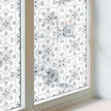 Regard Film pour Fenêtre 100x116 PVC pour Chambre Cuisine Salle de Bain Collés sur le Verre Décoratif Vitrail Protection Adhésif Ornements symétriques (1/5)