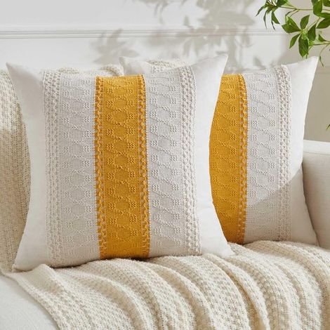 Set di federe in stile bohémien - Set da 2 pezzi - 45x45 cm - Misto cotone/lino/poliestere