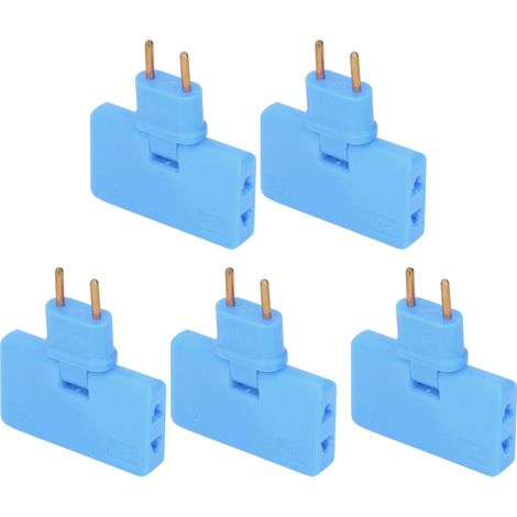 5 Adaptateurs de Prise EU sans Fil, 180° Rotation, 1 vers 3 Prises, 110‑250V Bleu (1/5)
