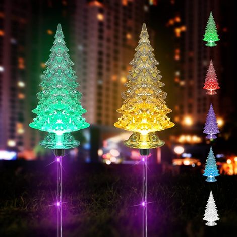 Lot, de 2 lampes solaires pour sapin de Noël, décorations de Noël, balises de chemin de Noël, lampes solaires de paysage de Noël (RVB) (1/5)